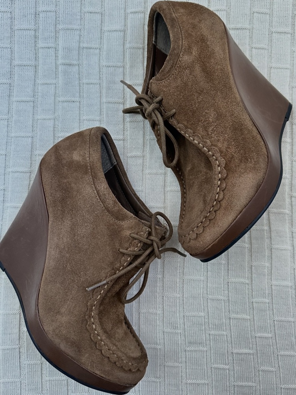 Minelli Tan Suede Wedge Shoes - Picture 16 of 16